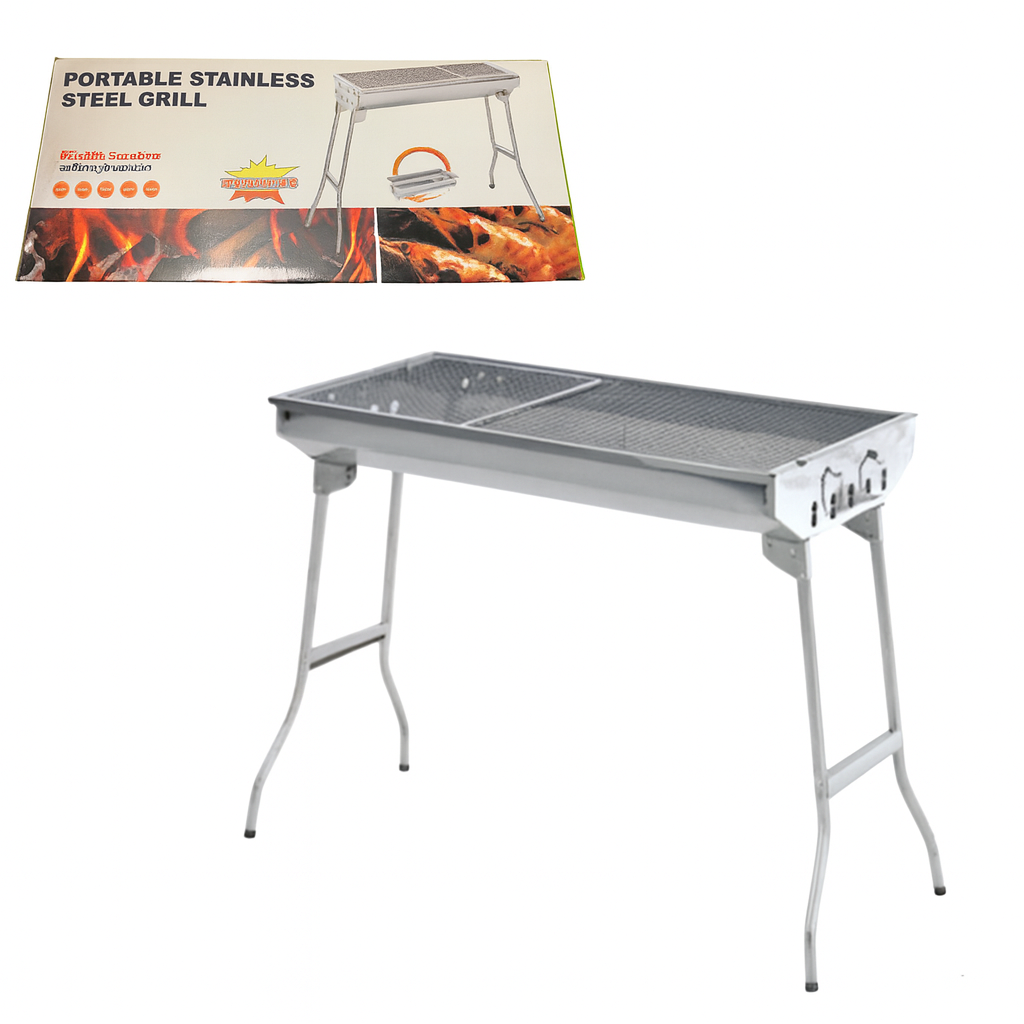 17" Silver Standing BBQ Grill 73x33x70cm