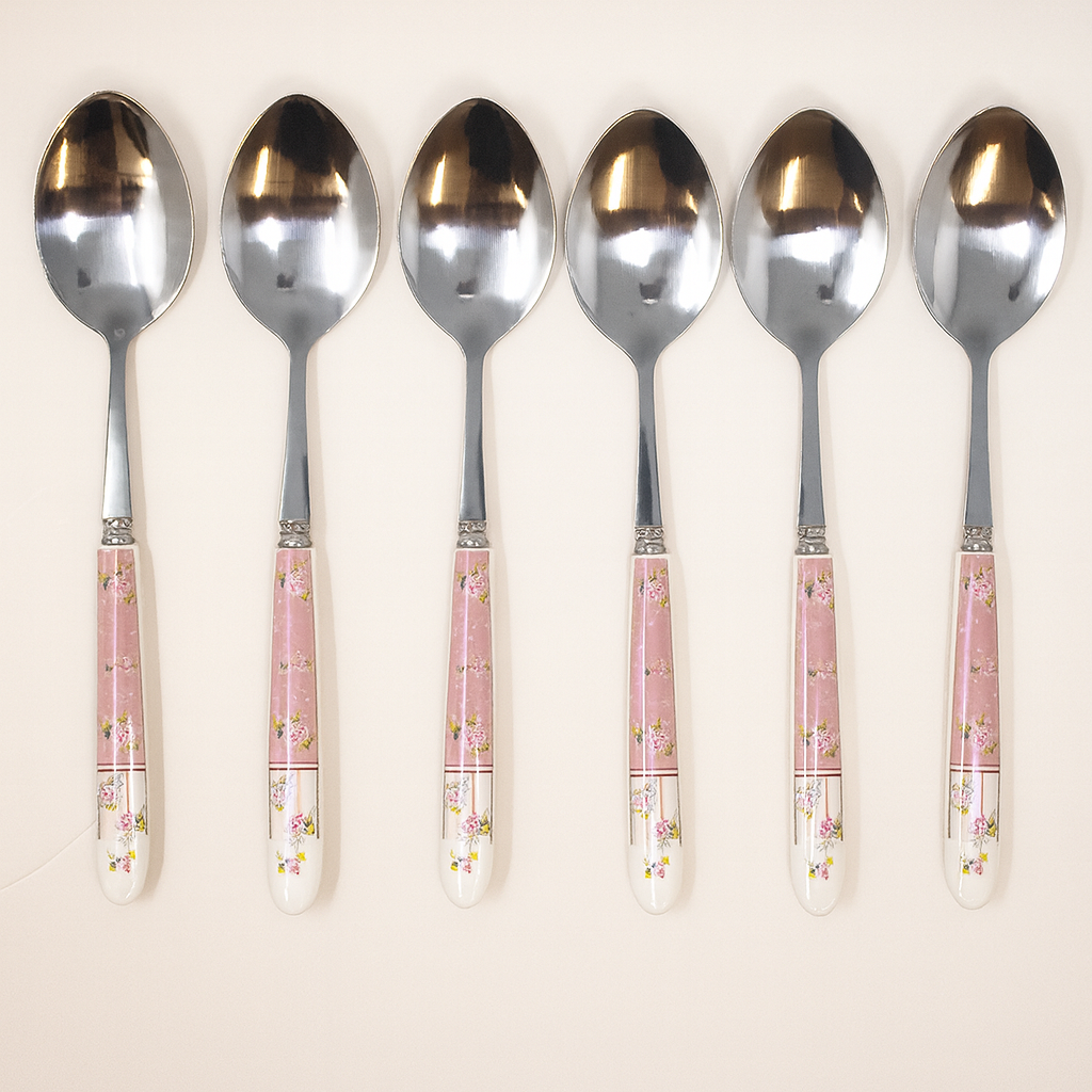 Small Rose Porcelain Spoon 6p set