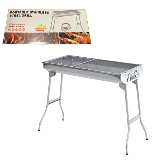17" Silver Standing BBQ Grill 73x33x70cm