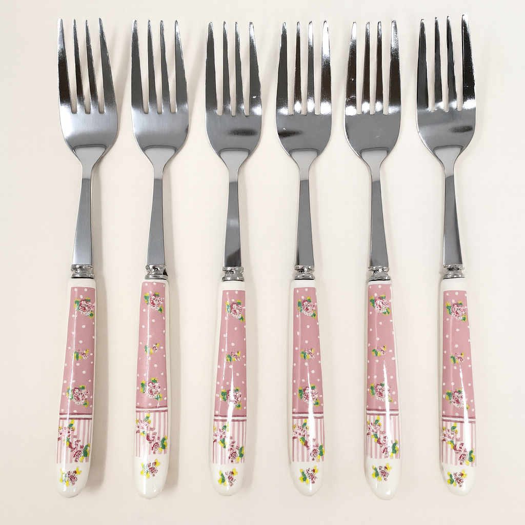 Small Rose Porcelain Fork 6p
