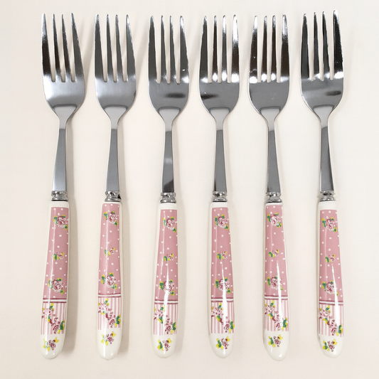 Small Rose Porcelain Fork 6p